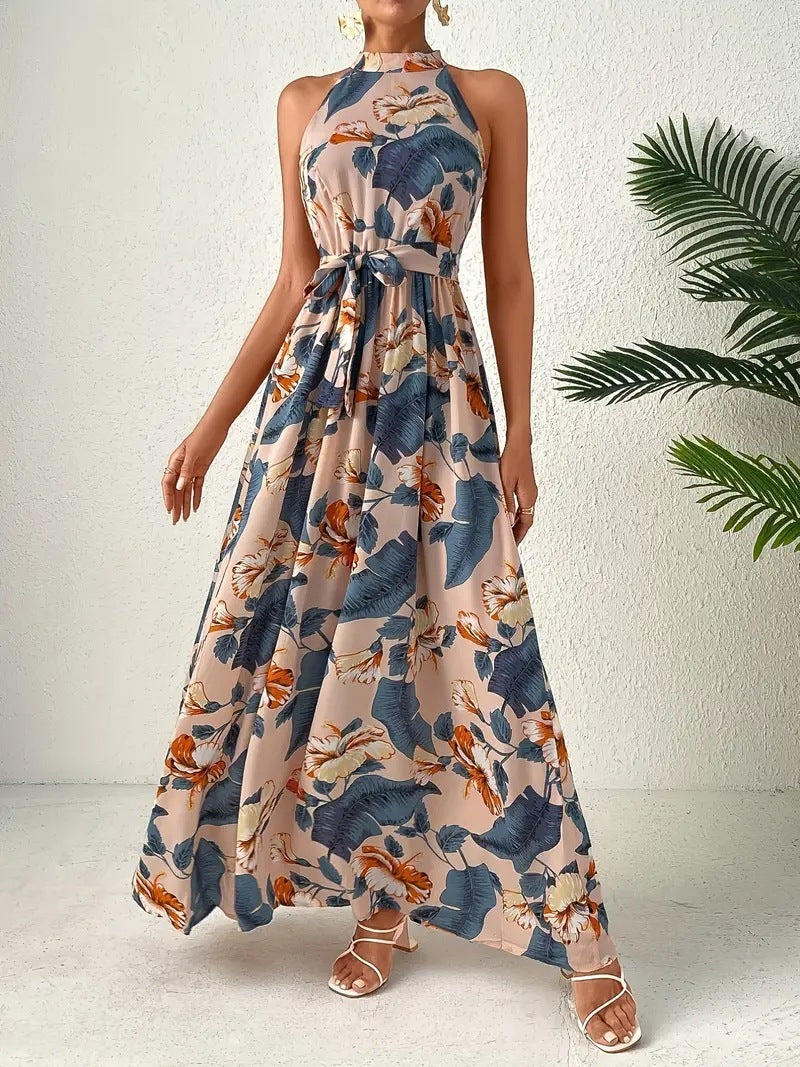 Bohemian retro halter maxi dress
