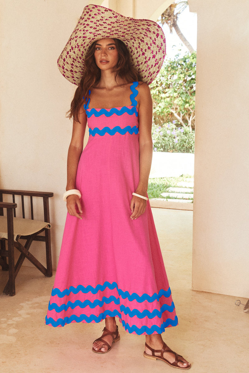 Floral A-line beach sundress with straps
