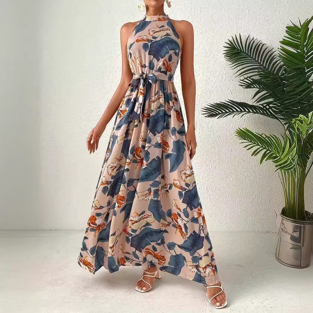 Bohemian retro halter maxi dress