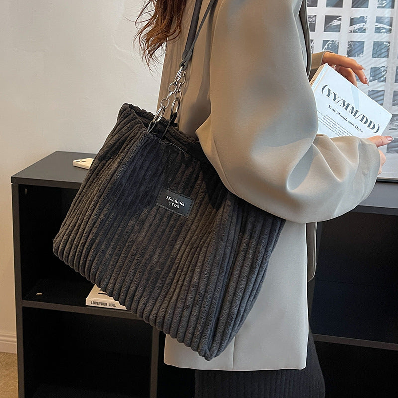 Corduroy Everyday Tote Shoulder Bag for Women