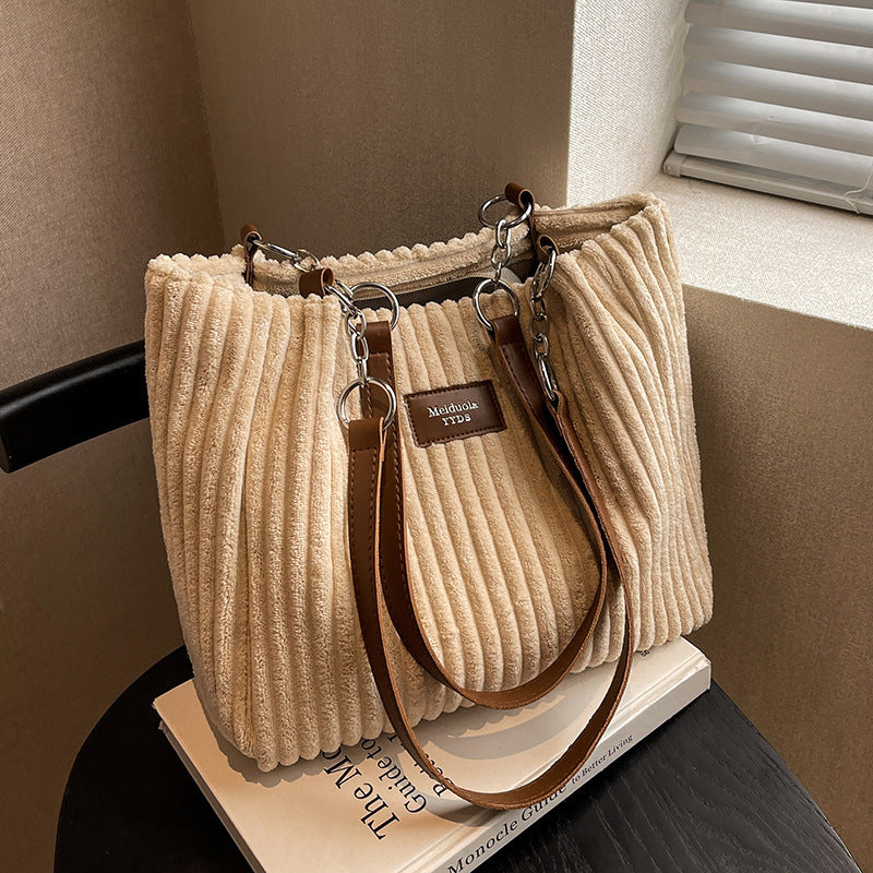 Corduroy Everyday Tote Shoulder Bag for Women