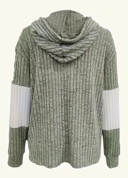 Casual colorblock hooded zip jacket