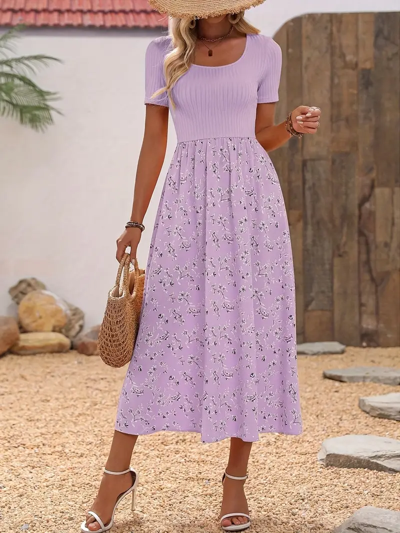 Classic floral scoop-neck maxi dress