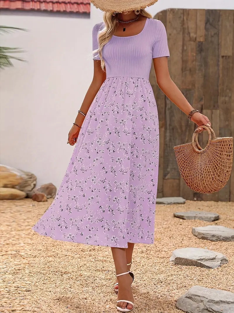Classic floral scoop-neck maxi dress