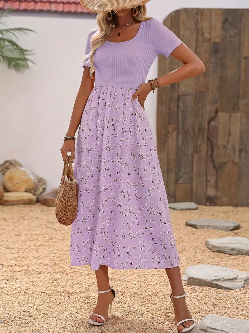 Classic floral scoop-neck maxi dress