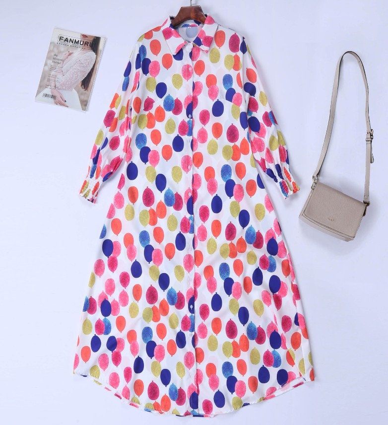 Button-down floral maxi dress with high slit