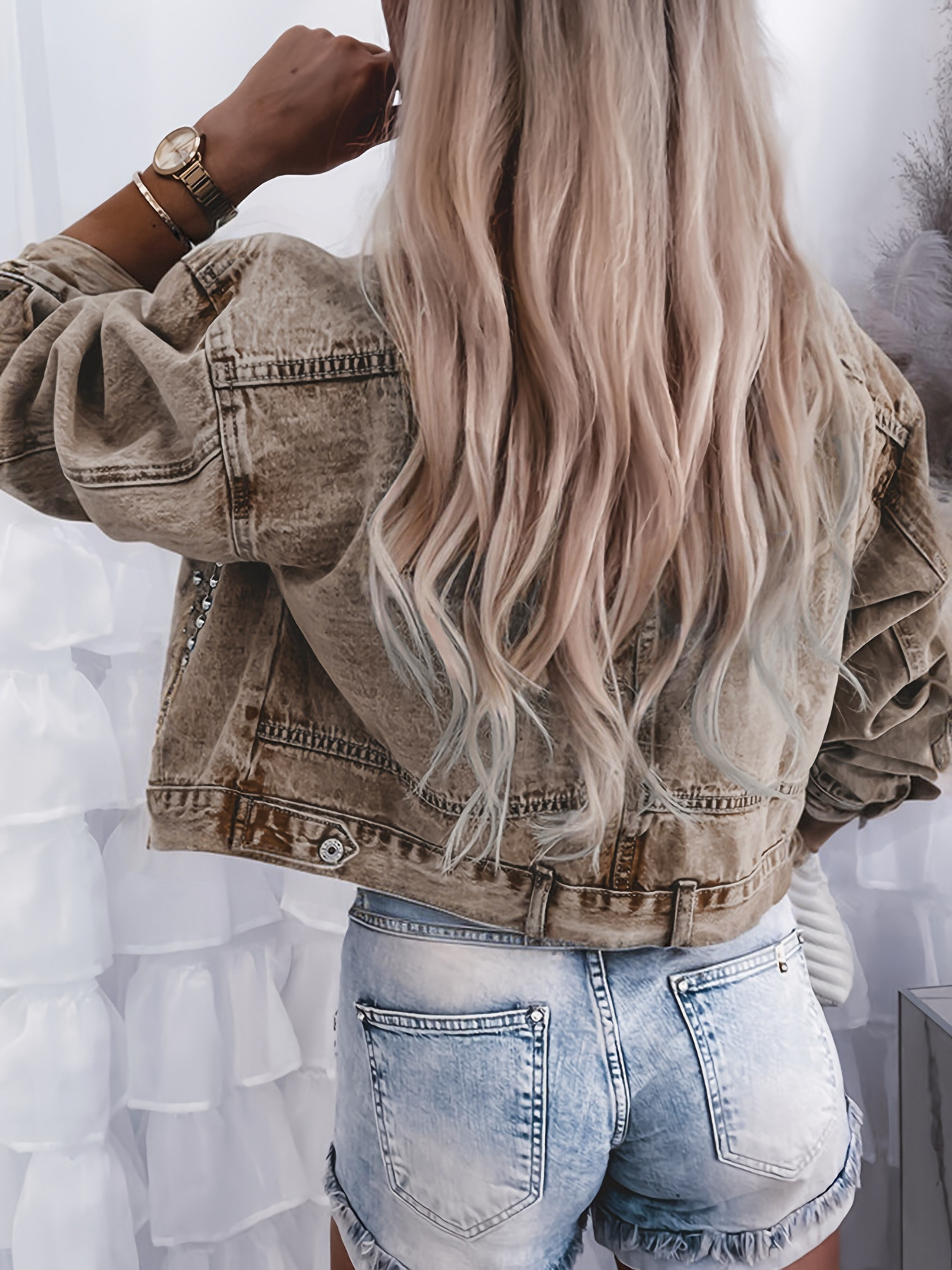 Casual stud rivet jean jacket