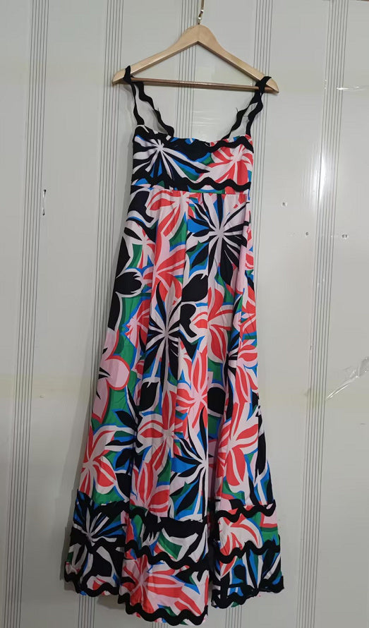 Floral A-line beach sundress with straps