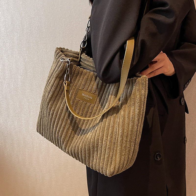Corduroy Everyday Tote Shoulder Bag for Women