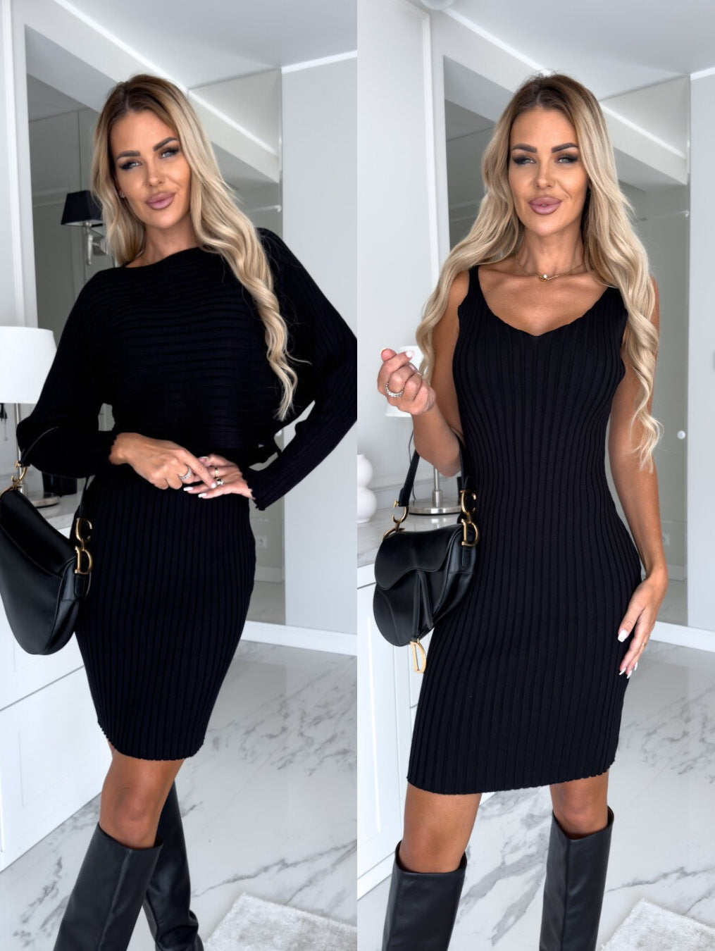 2-piece stripe top & suspender skirt set