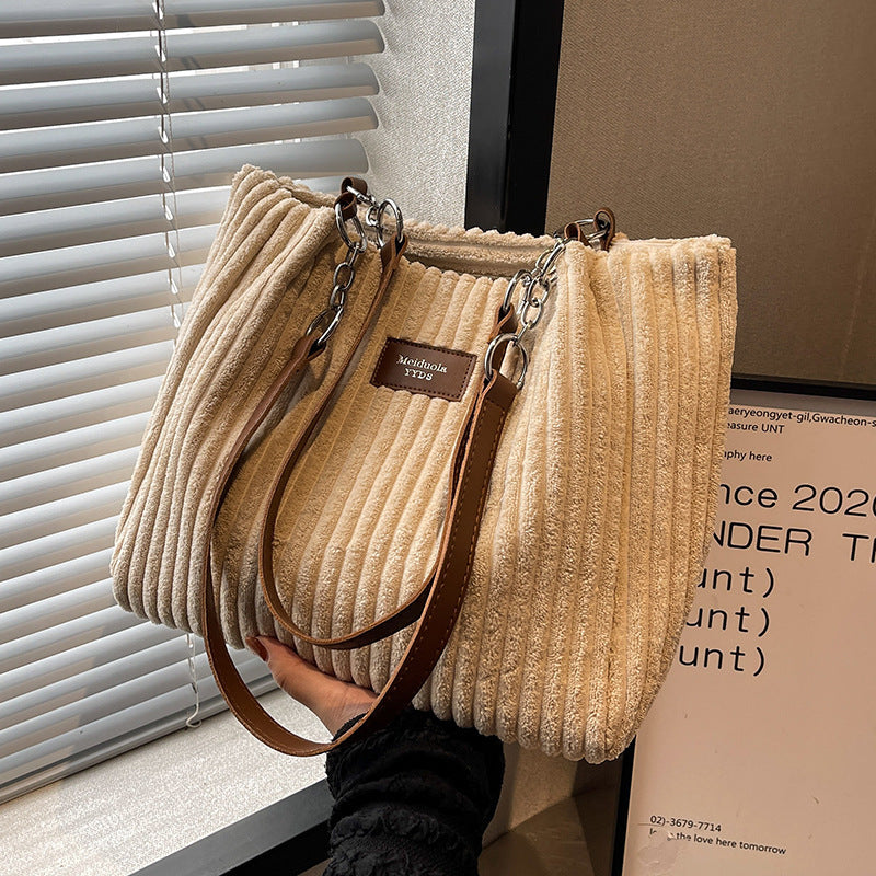 Corduroy Everyday Tote Shoulder Bag for Women