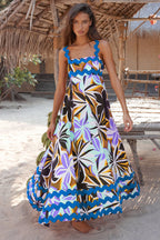 Floral A-line beach sundress with straps