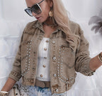 Casual stud rivet jean jacket