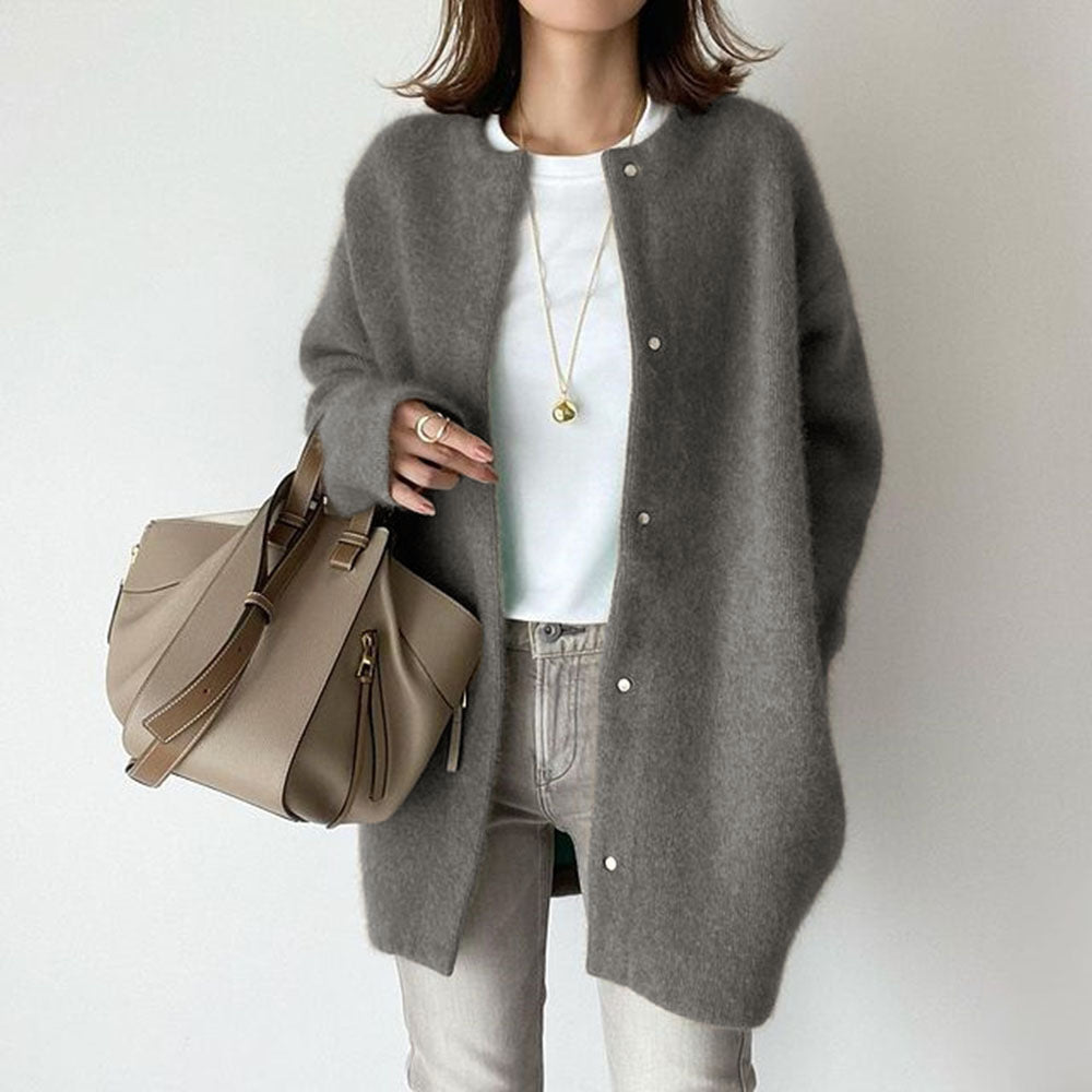Round Neck Single Breasted Cardigan