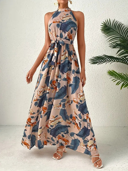 Bohemian retro halter maxi dress