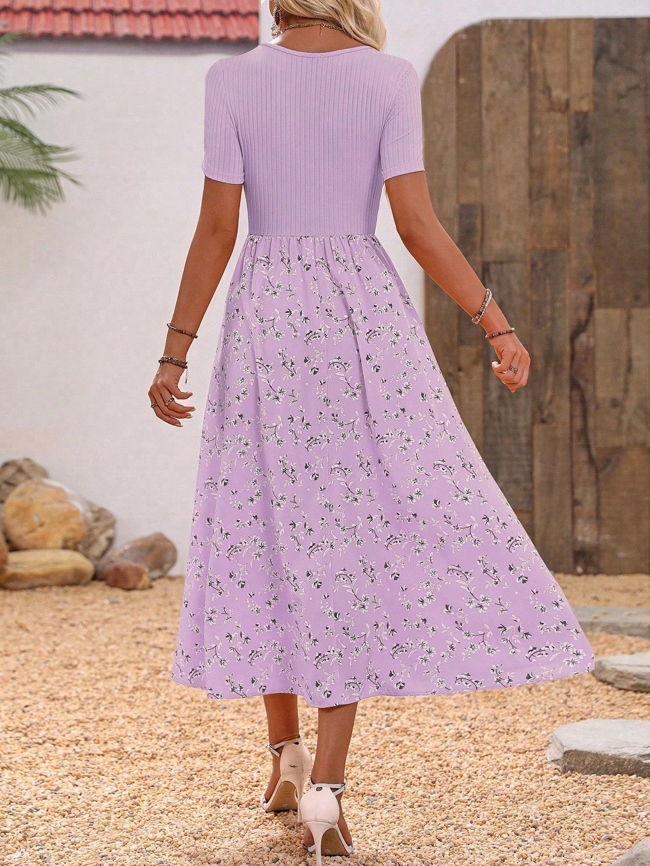 Classic floral scoop-neck maxi dress