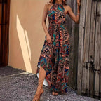 Bohemian retro halter maxi dress