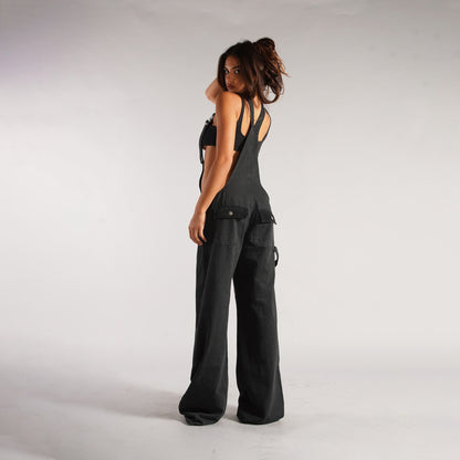 Y2K denim overalls with pockets