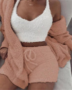 Cozy homewear long-sleeve crop top & shorts