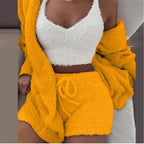 Cozy homewear long-sleeve crop top & shorts