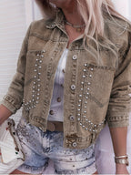 Casual stud rivet jean jacket