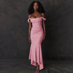 Off-shoulder backless cocktail dress