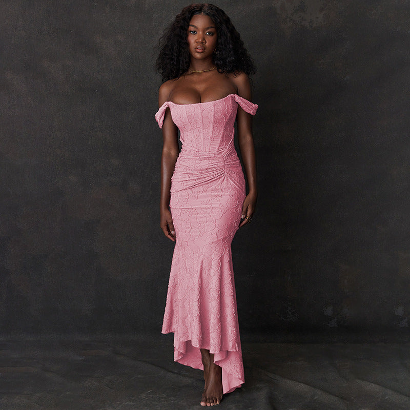 Off-shoulder backless cocktail dress