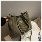 Corduroy Everyday Tote Shoulder Bag for Women