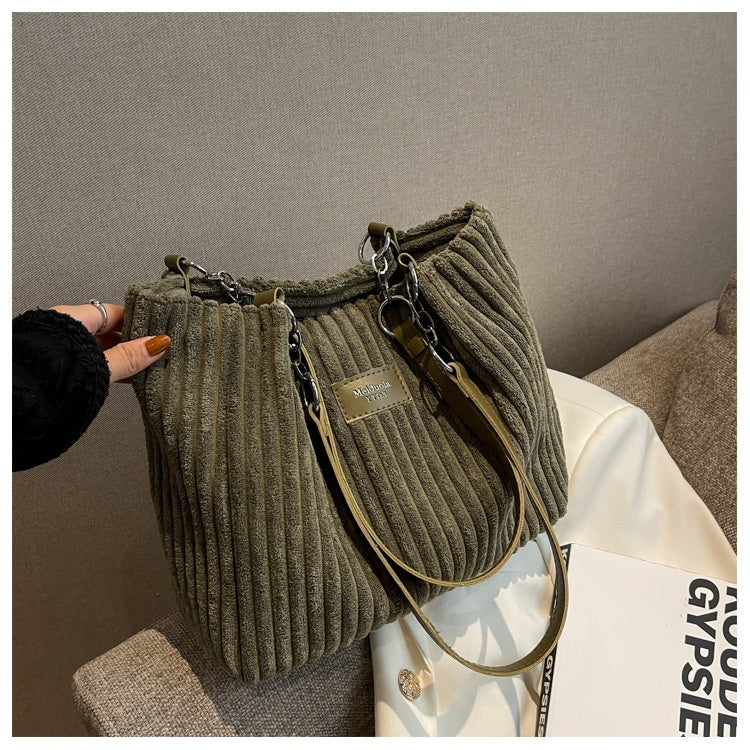 Corduroy Everyday Tote Shoulder Bag for Women
