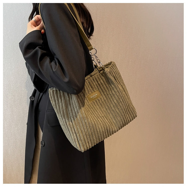 Corduroy Everyday Tote Shoulder Bag for Women