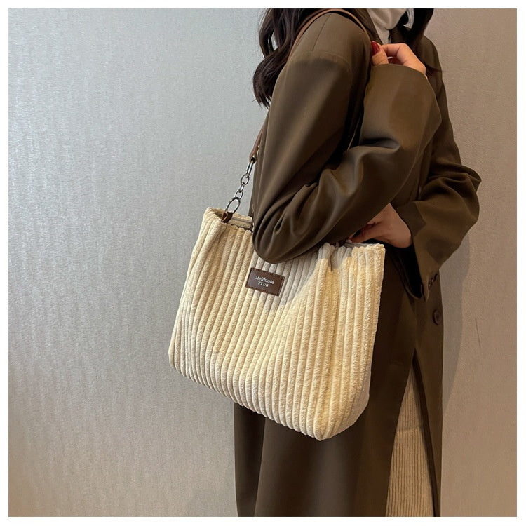 Corduroy Everyday Tote Shoulder Bag for Women