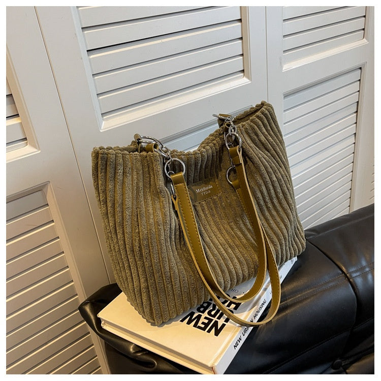 Corduroy Everyday Tote Shoulder Bag for Women