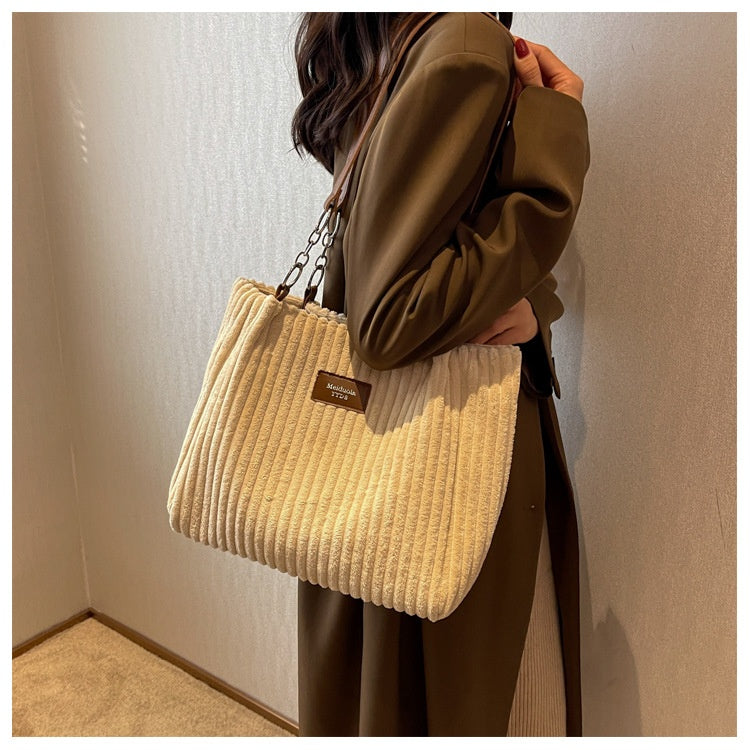 Corduroy Everyday Tote Shoulder Bag for Women