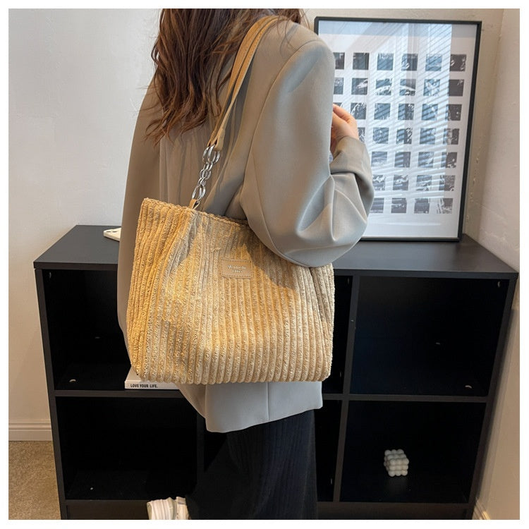 Corduroy Everyday Tote Shoulder Bag for Women