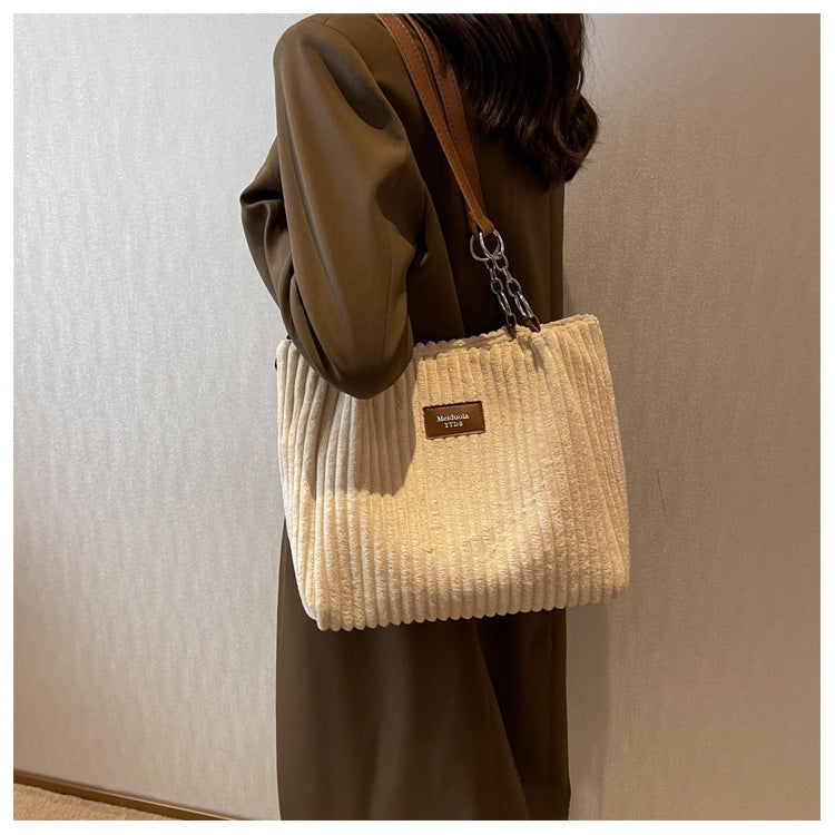 Corduroy Everyday Tote Shoulder Bag for Women