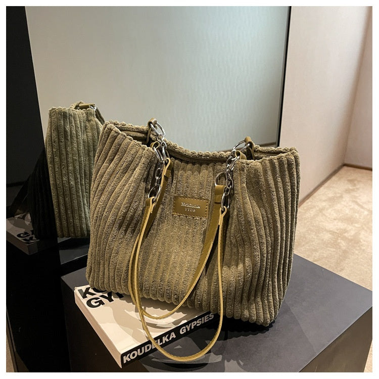Corduroy Everyday Tote Shoulder Bag for Women