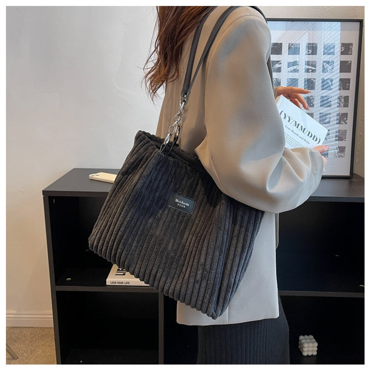 Corduroy Everyday Tote Shoulder Bag for Women