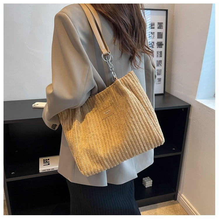 Corduroy Everyday Tote Shoulder Bag for Women