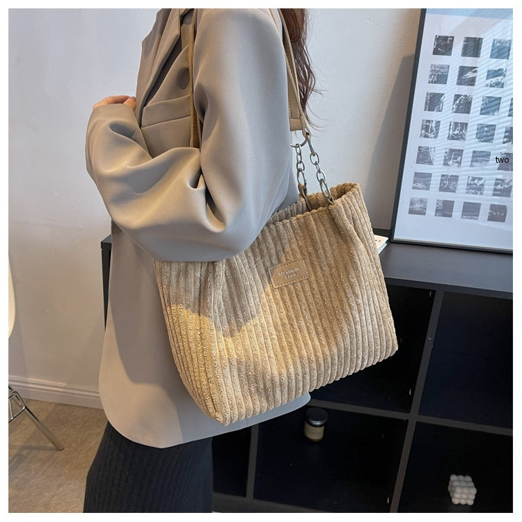Corduroy Everyday Tote Shoulder Bag for Women