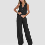 Casual Sleeveless Top with Straight Pants