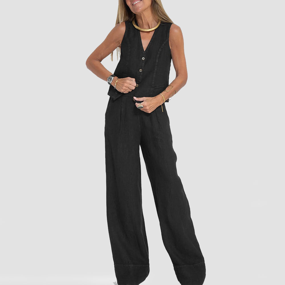 Casual Sleeveless Top with Straight Pants