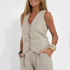 Casual Sleeveless Top with Straight Pants