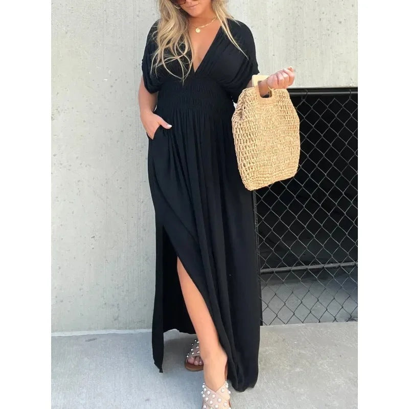 V-Neck Slit Dress