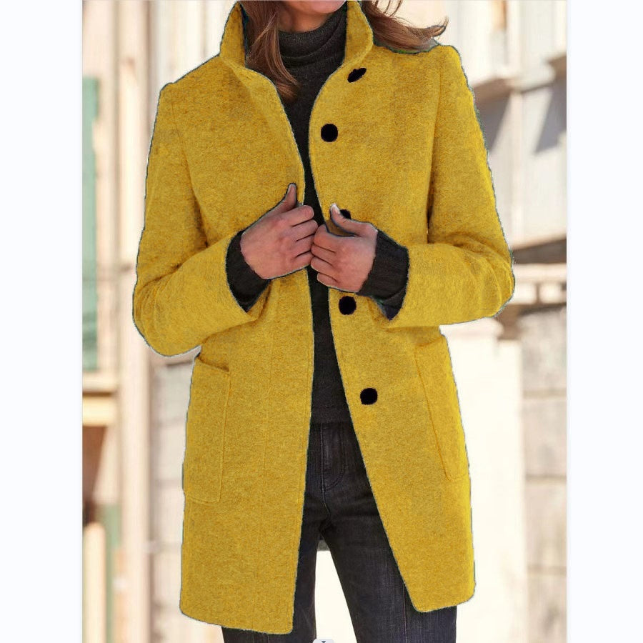 Stand Collar Wool Coat