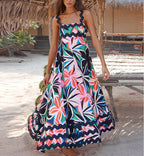 Floral A-line beach sundress with straps