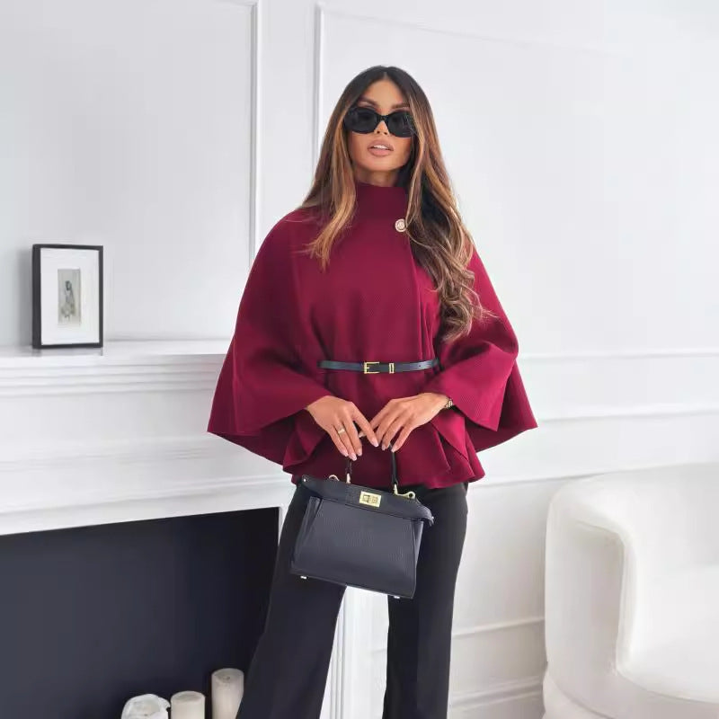 Batwing Sleeve Wool Blend Outerwear