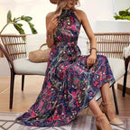 Bohemian retro halter maxi dress