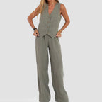 Casual Sleeveless Top with Straight Pants