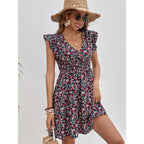 Petite floral ruffle midi dress