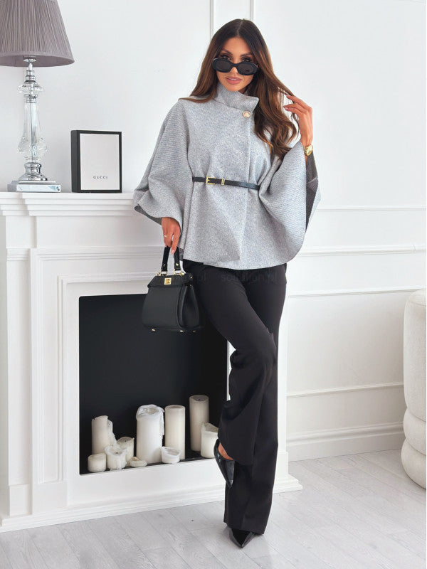 Batwing Sleeve Wool Blend Outerwear